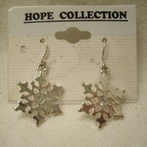 vintage Silver Snowflake Dangle Earrings